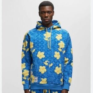 OVERTIME Limited Edition Blue and Yellow Floral Hoodie